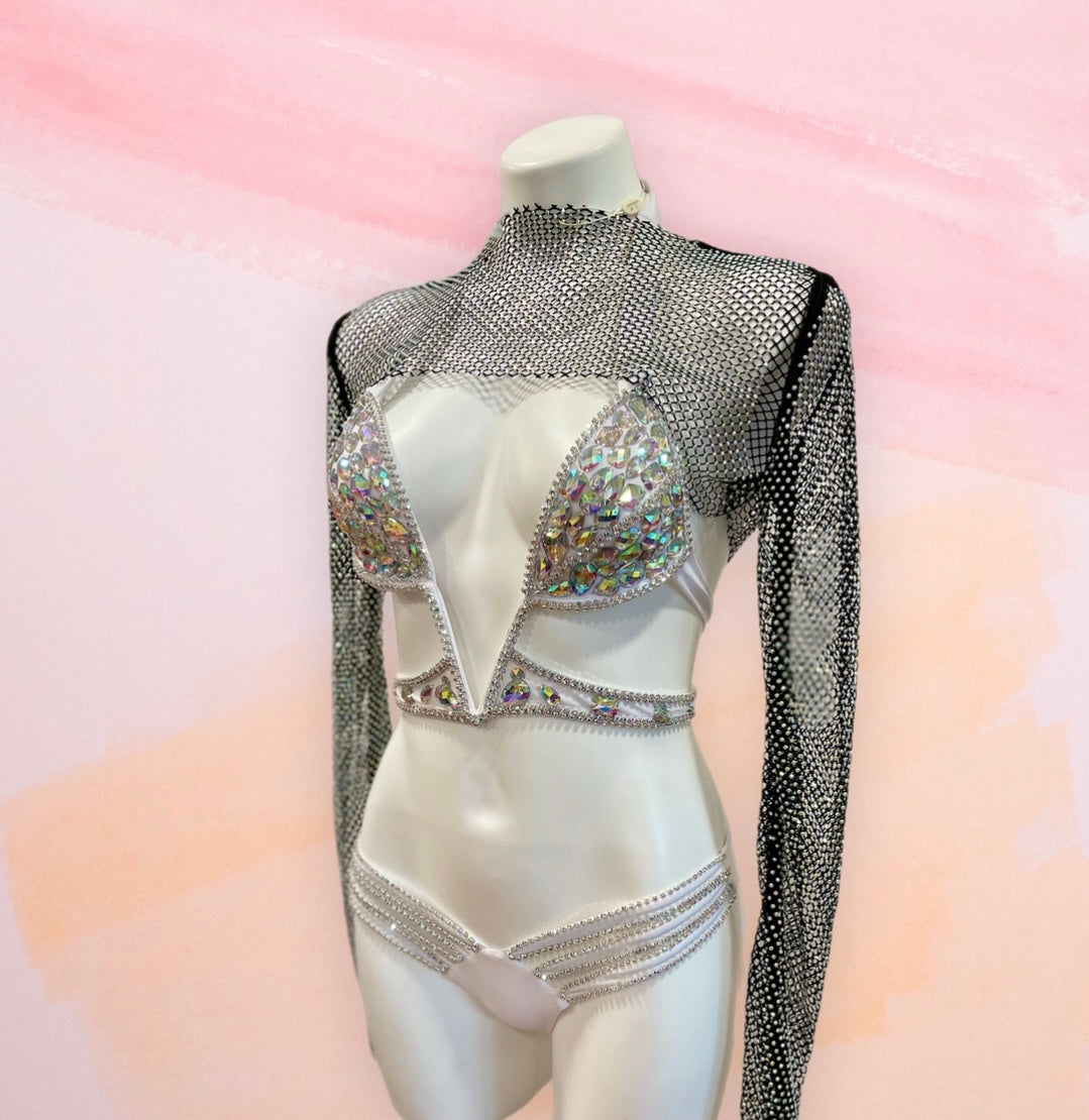 Phoebe Rhinestone Cropped Fishnet